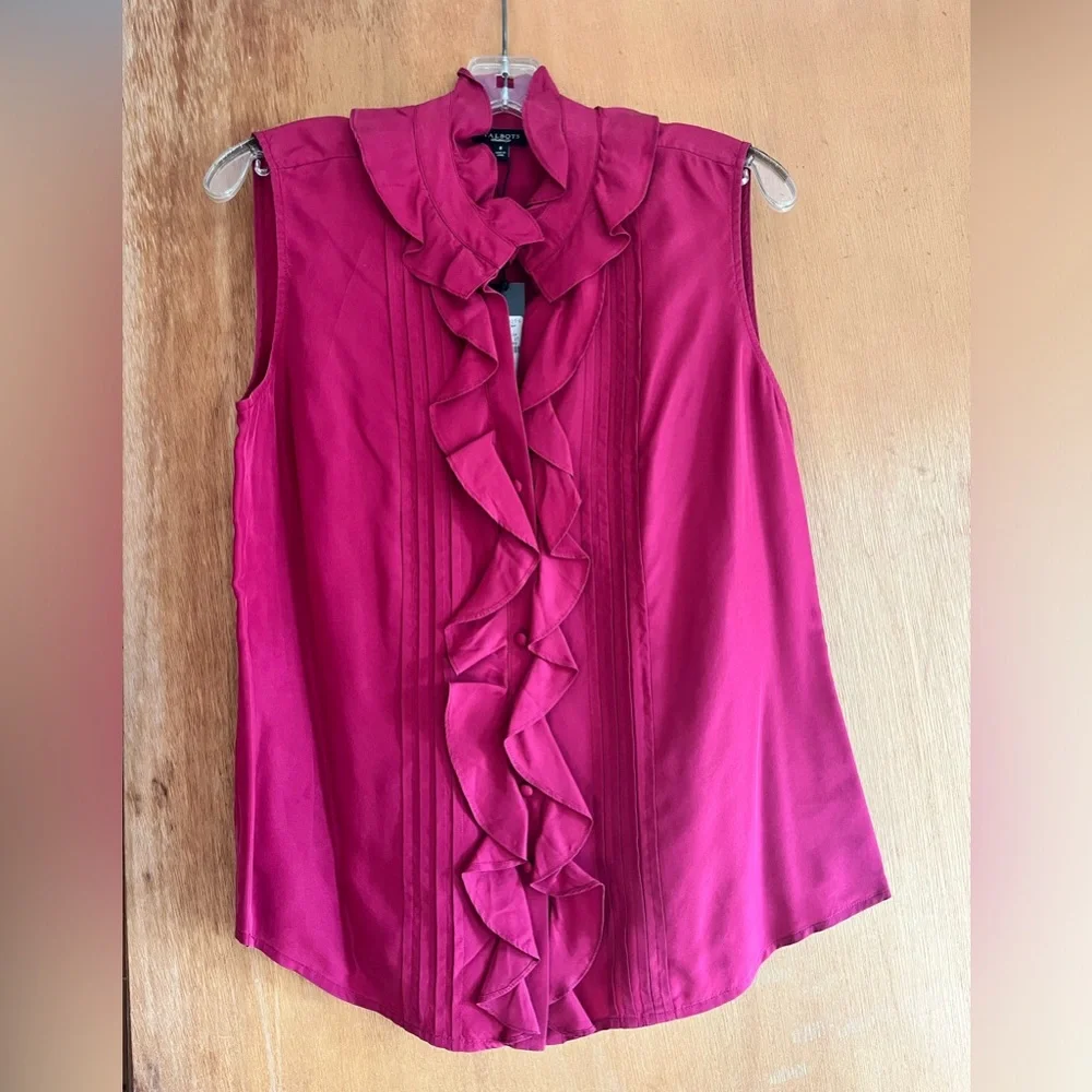Talbots Fuchsia Ruffled Blouse - Picture 1 of 3